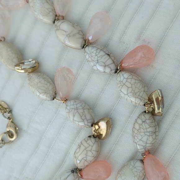 Anthropologie layered Boho Rhinestone And Pink Stones necklace - Picture 6 of 6